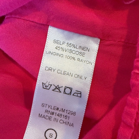 J Marie Linen Blend Vibrant Pink Floral Embroidered Tunic Shift Dress (Sz. S) - Picture 8 of 10